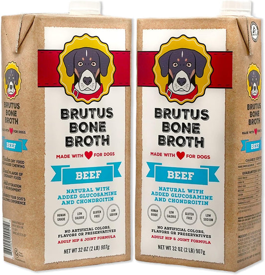 Brutus Beef Bone Broth: Human Grade Food Topper for Picky Eaters & Dry Food, Tasty & Nutritious, Pack of 2