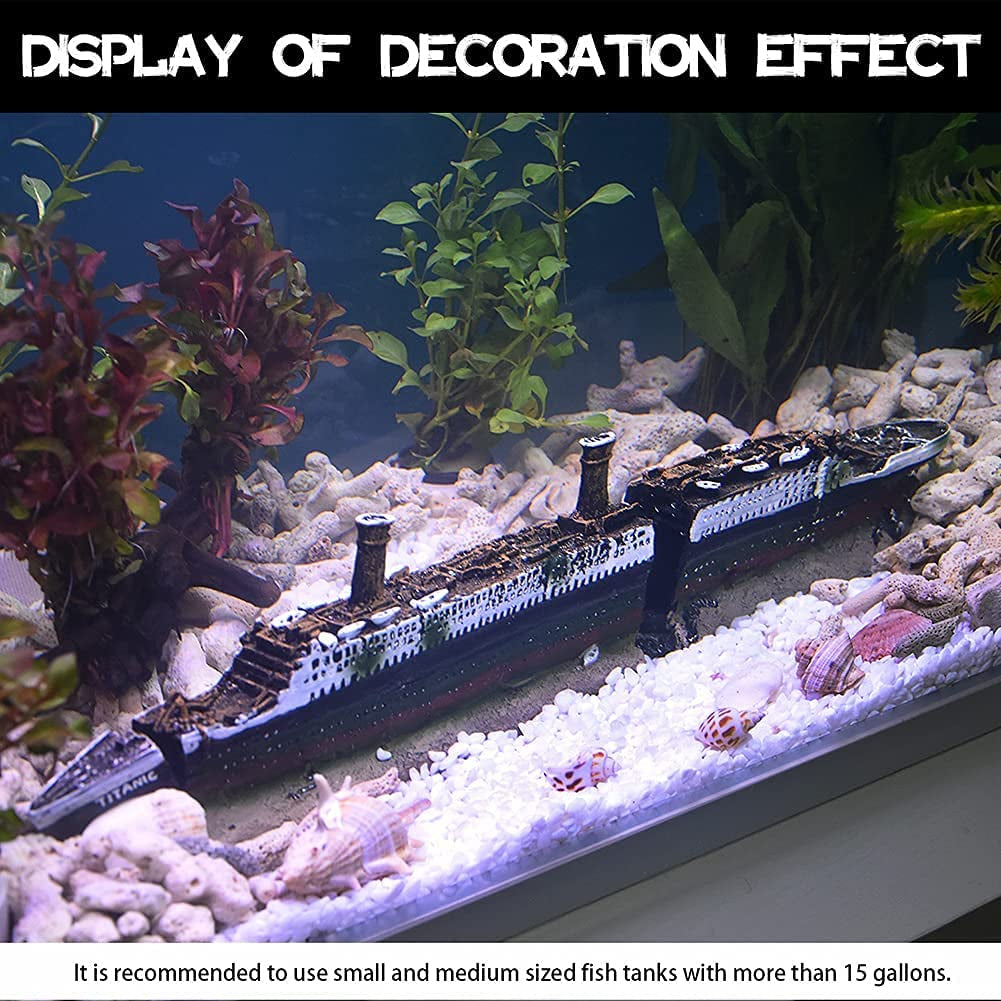 Aquarium Titanic Decor: Betta Hideout Caves, Shipwreck Theme, Two Styles