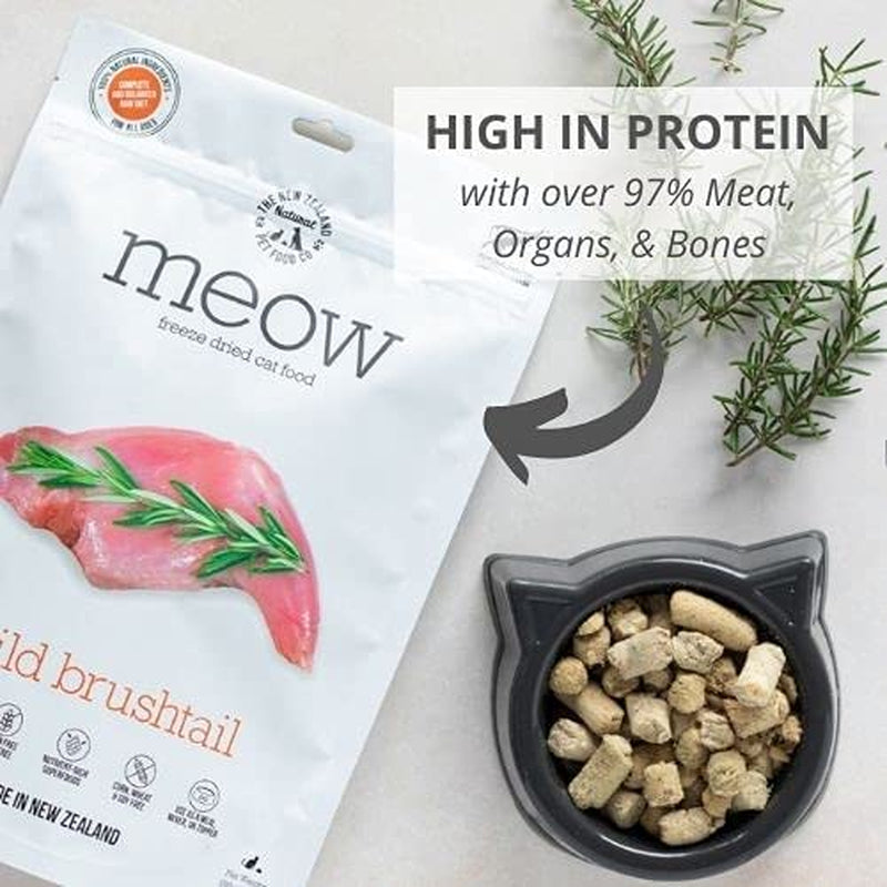 Meow Wild Brushtail Freeze-Dried Raw Cat Food: High Protein, Natural, Limited Ingredient Mixer, Topper, or Treat - 9.9 Oz