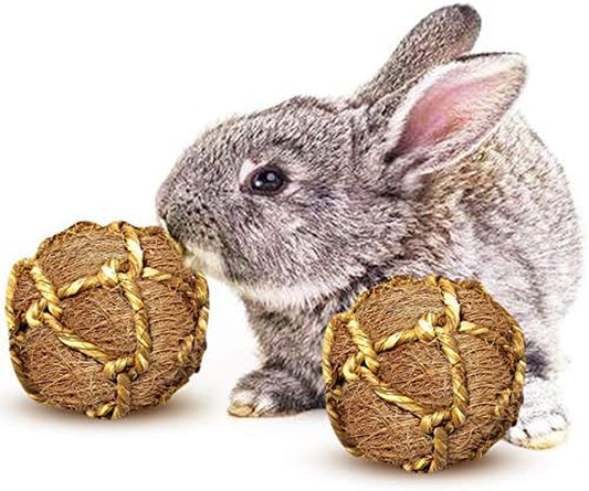 2 Fiber Balls: Rabbit Chew Toys, Teeth/Gums Health, Stress Relief