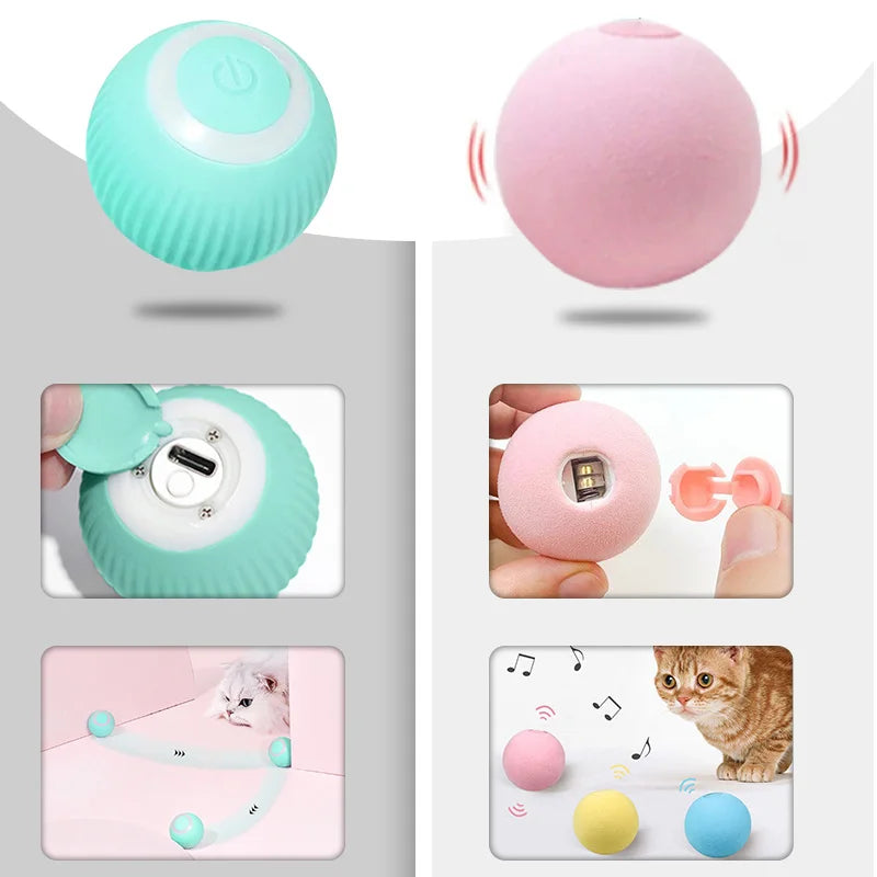 Electric Cat Ball Toys: Automatic rolling, smart, for indoor play.