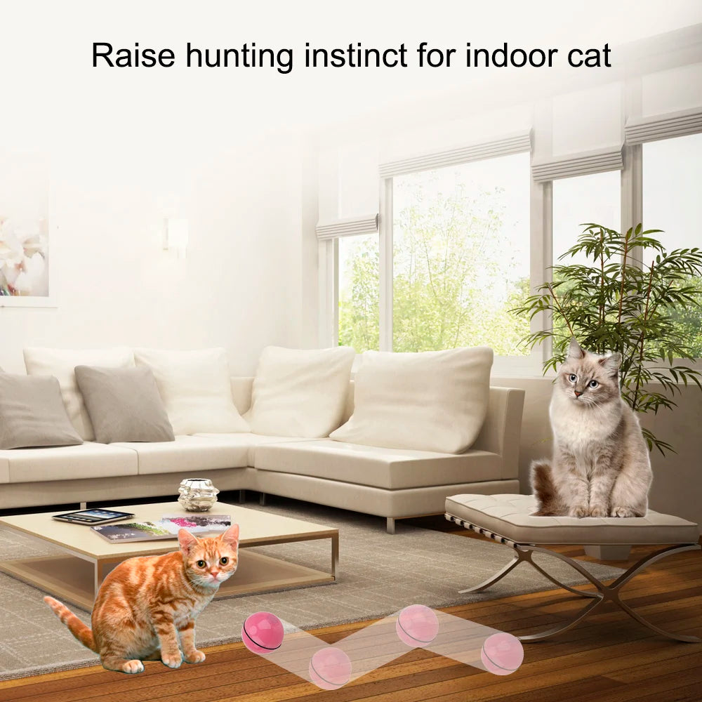 LED 360 Degree Cat Toy: Smart USB Rechargeable Motion Interactive Laser Ball.