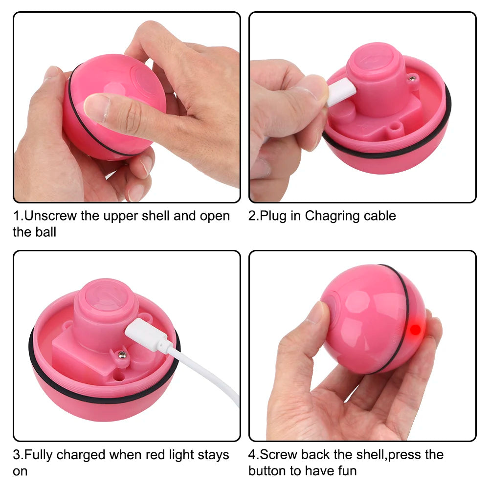 LED 360 Degree Cat Toy: Smart USB Rechargeable Motion Interactive Laser Ball.