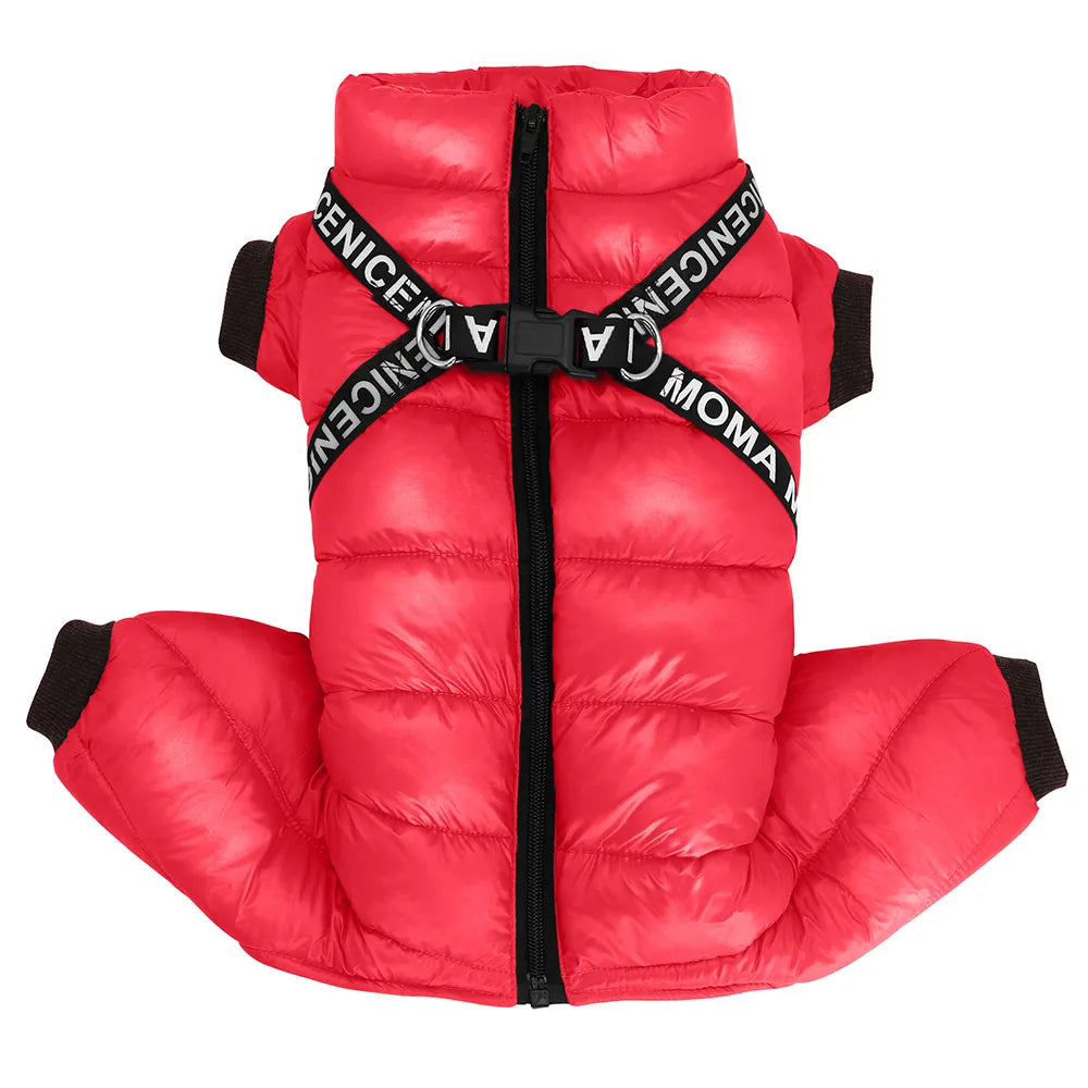 Winter Dog Jacket with Harness: Super warm, waterproof hoodies.