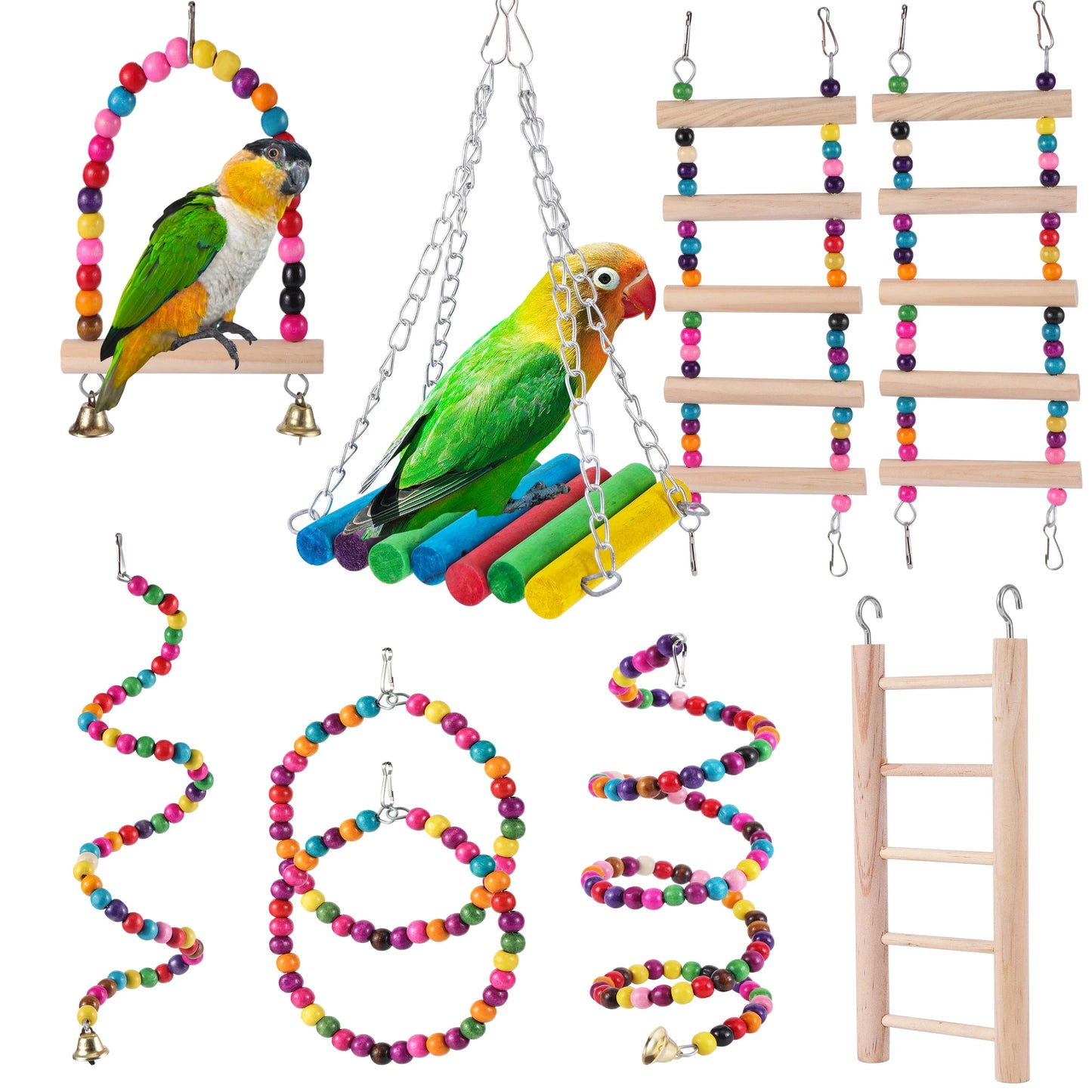 Parrot Bird With Toy Swing Ring: Aerial Ladder, Climbing Ladder