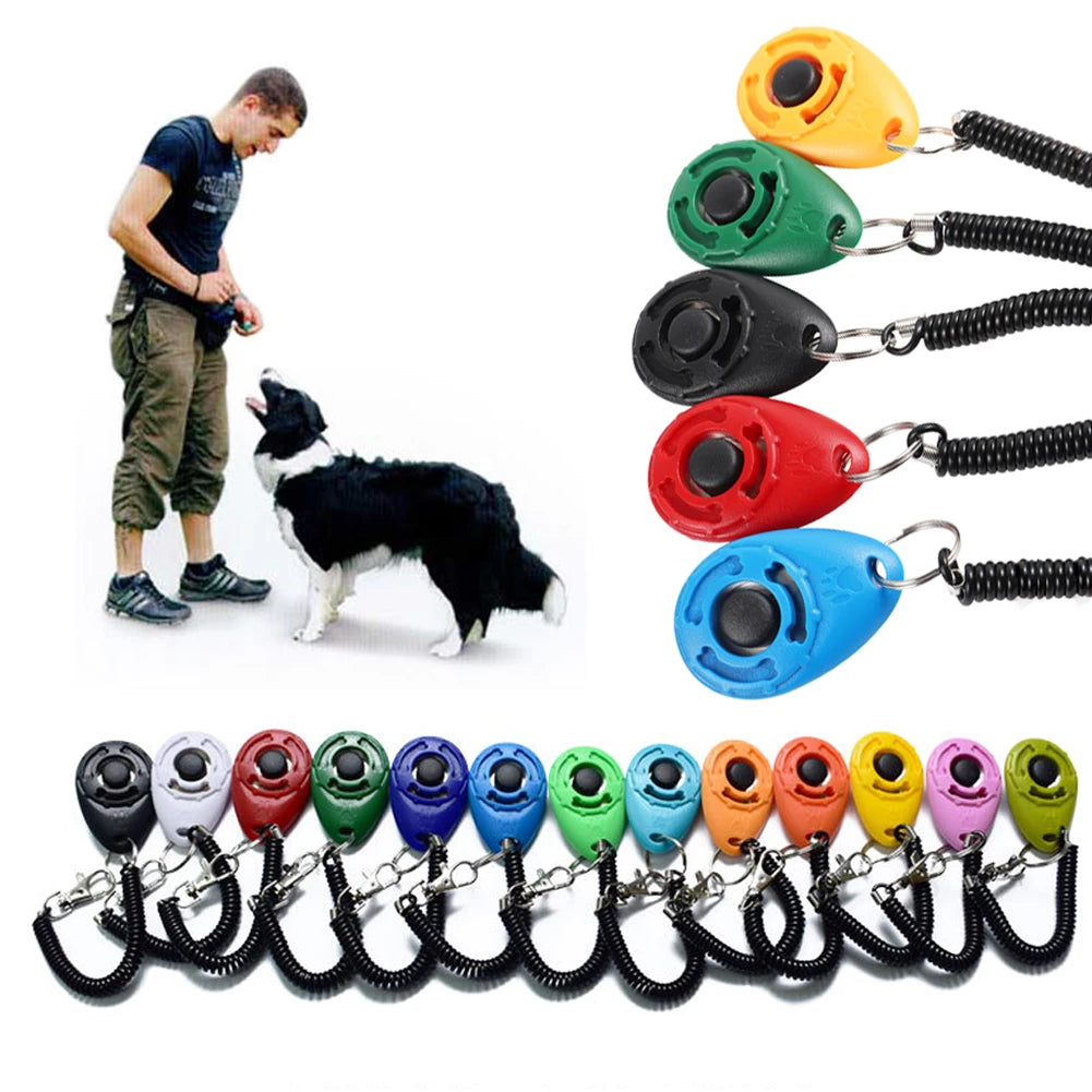 Training Clicker: Plastic, adjustable wrist strap, sound key chain, for dogs.