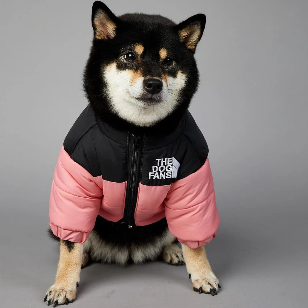 Logo Pet Supplies: Designer reflective jacket, reversible, winter attire.