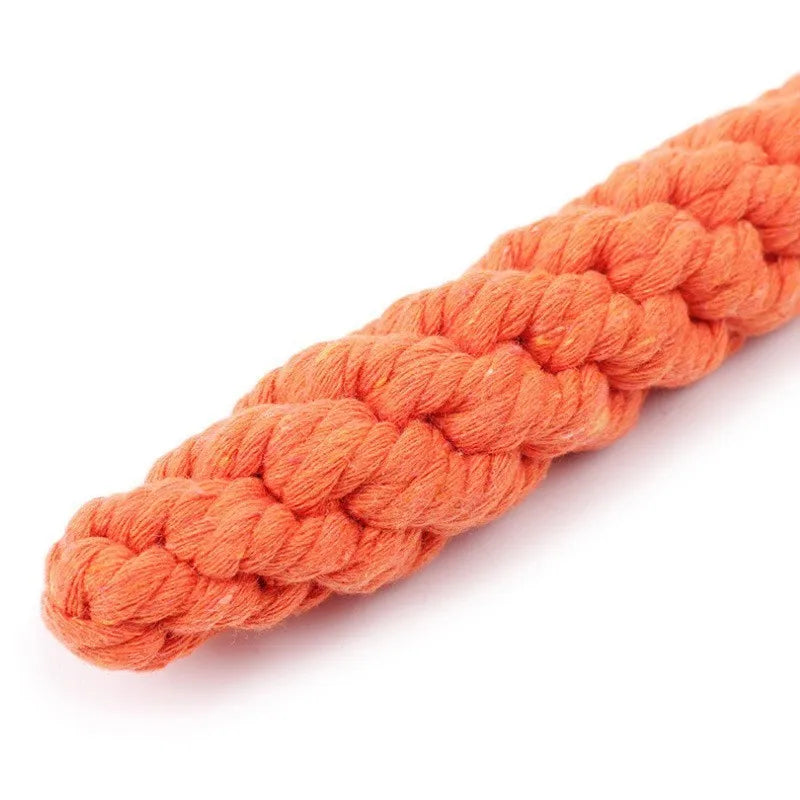 Durable Pet Chew Toy: Carrot-shaped rope toy for dogs.