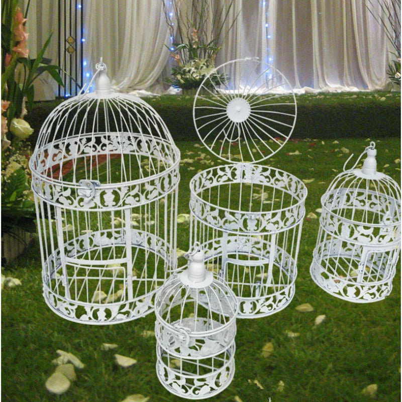 Decorative Bird Cages: Handmade, classic iron, for wedding decoration.