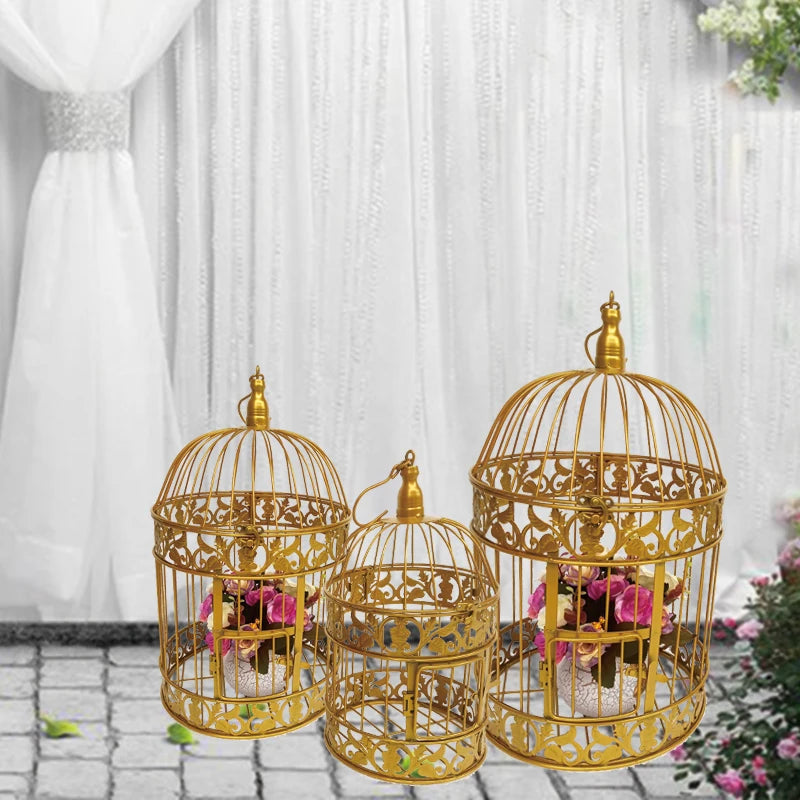 Decorative Bird Cages: Handmade, classic iron, for wedding decoration.