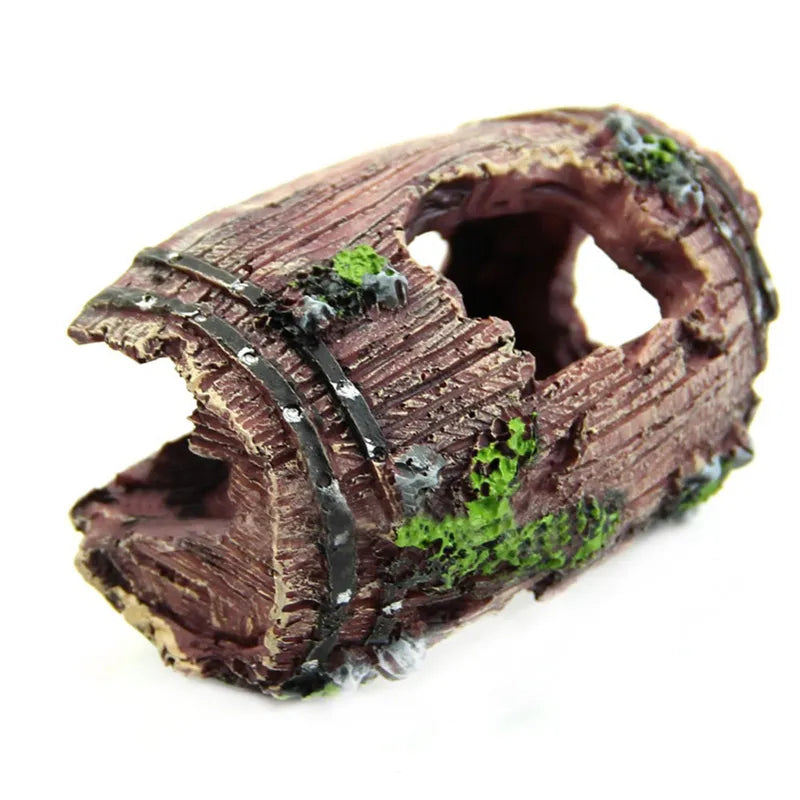 Resin Aquarium Ornaments: Barrel Cave for Fish Tank Decoration.