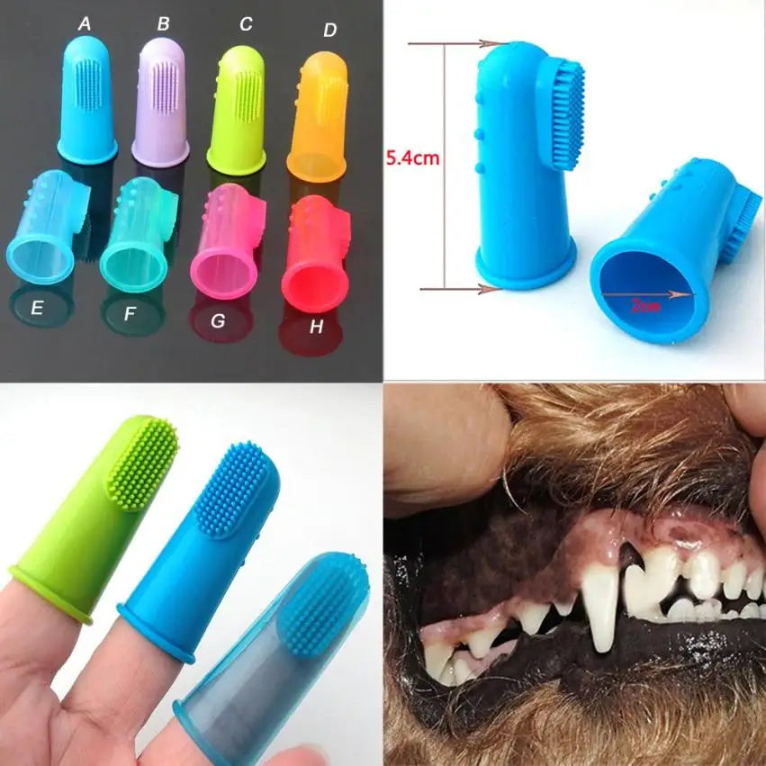 Pet Toothbrush Finger Set: Silicone, oral cleaning, factory outlet supply.