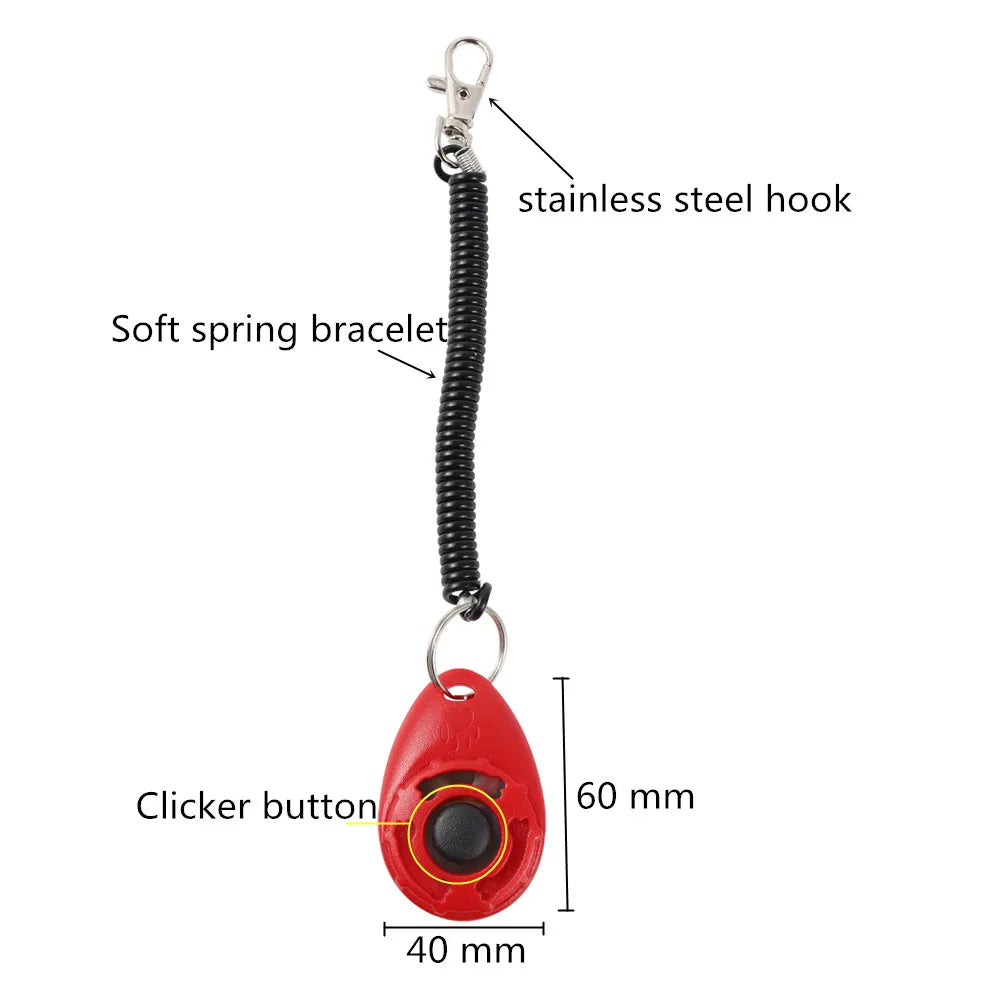 Training Clicker: Plastic, adjustable wrist strap, sound key chain, for dogs.