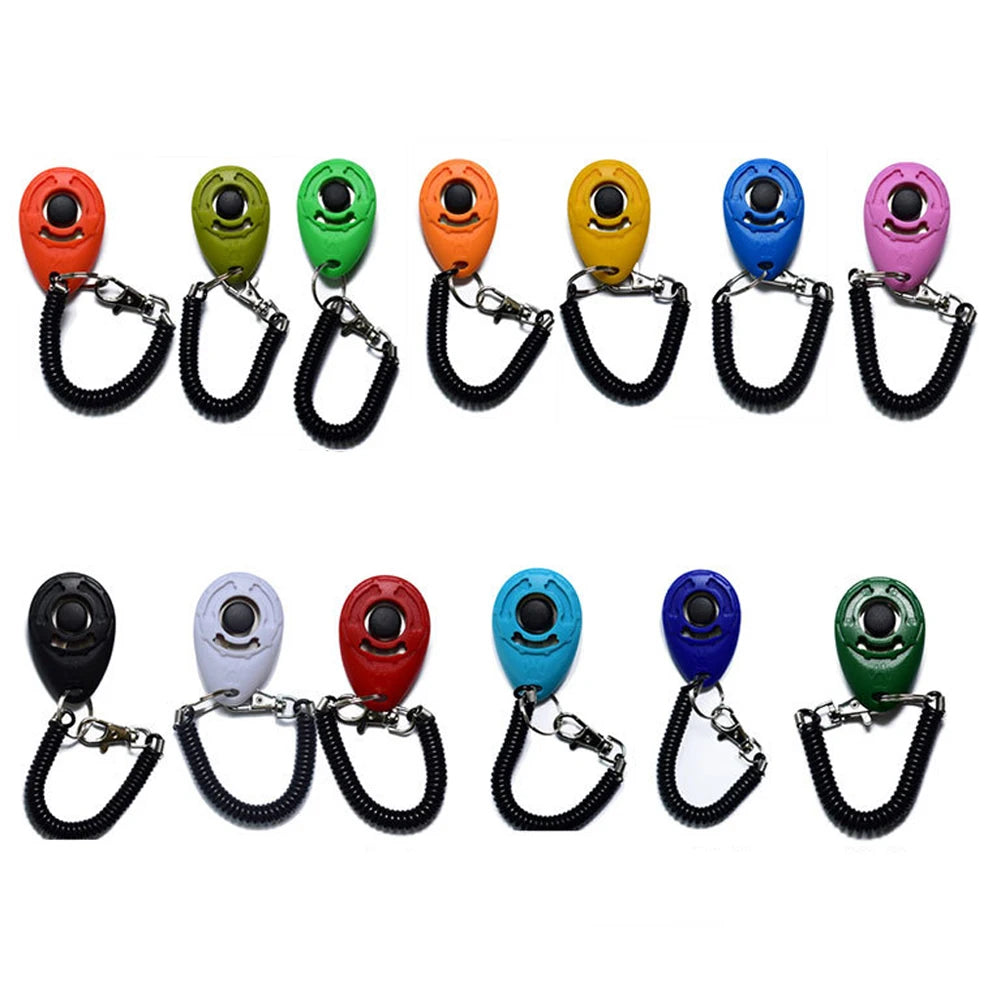 Training Clicker: Plastic, adjustable wrist strap, sound key chain, for dogs.