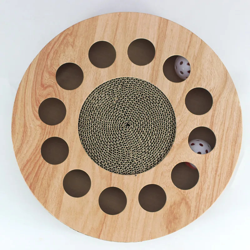 Pet Cat Scratcher: Cardboard with Balls, Catnip, Interactive Toy