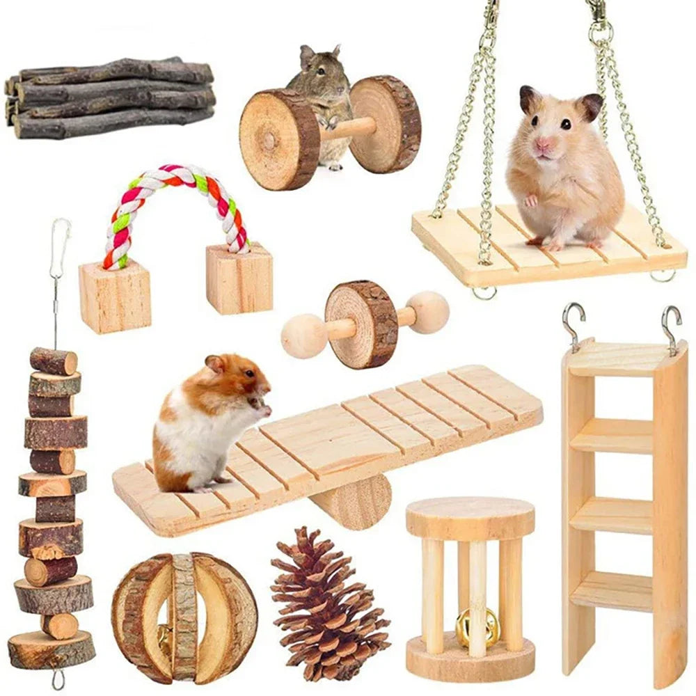 Rabbit Roller Toys: Natural wood, chew toys, suitable for small pets.