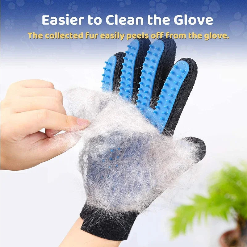 Grooming Kit: Brush, Bath Cleaning Glove, De-Shedding Tool for Pets