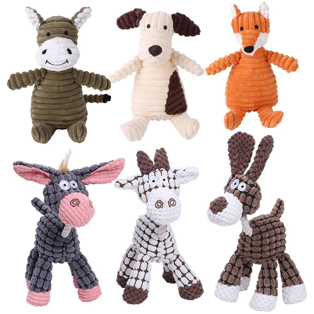 Plush Animal Dog Toy: Squeaky Corduroy Toy for Training