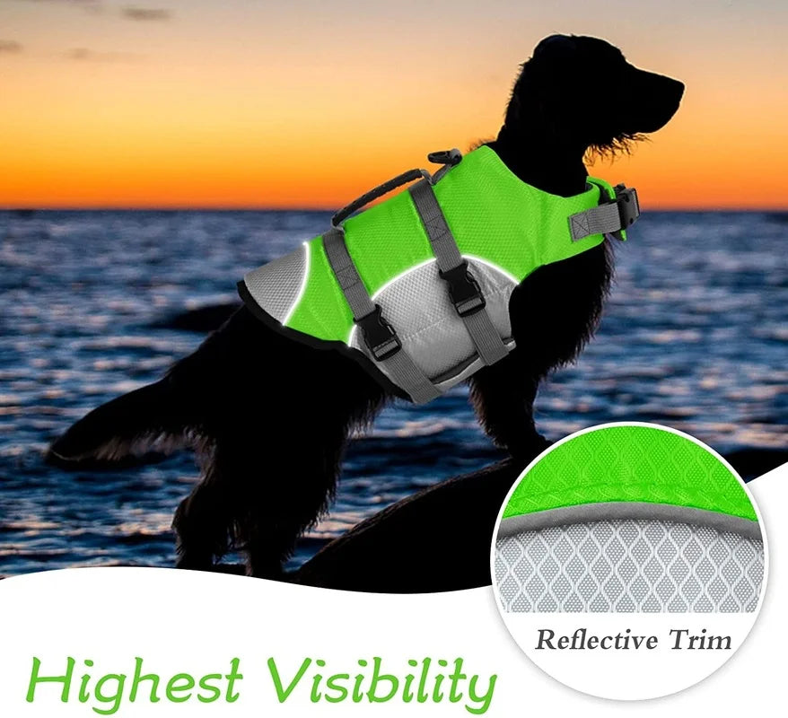 Reflective Dog Lifejacket: Breathable, for swimming safety, factory direct supply.