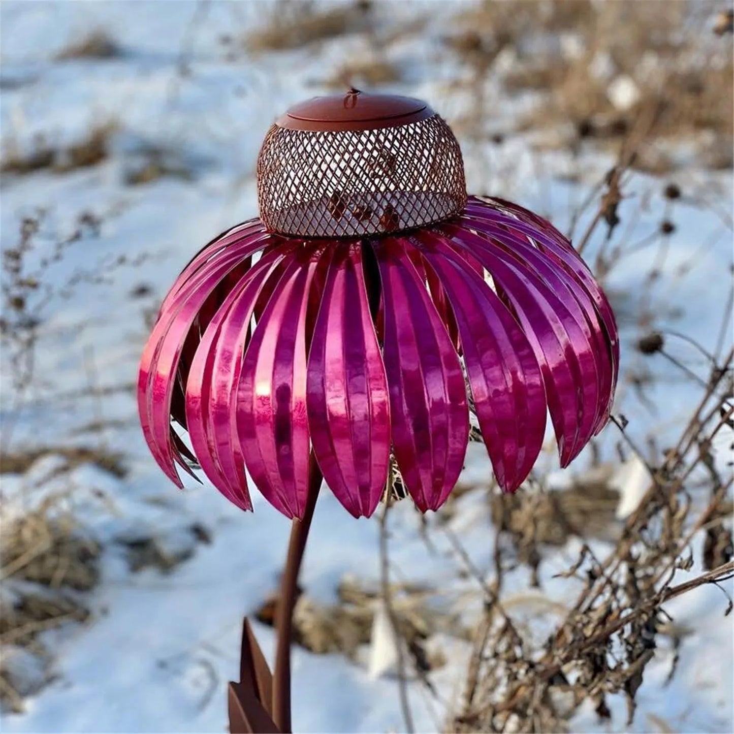 Flower-Shaped Bird Feeder: Decorative feeder for garden birds.