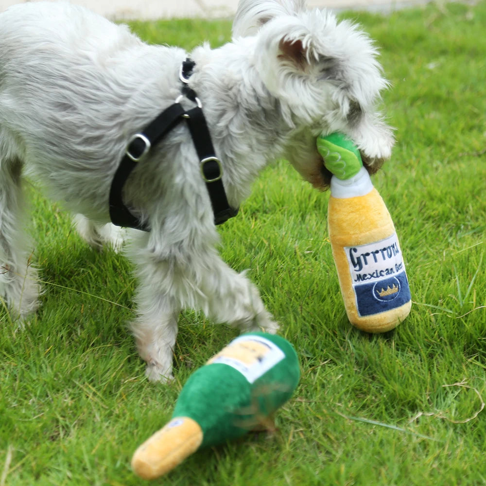 Plush Squeaky Dog Toy: Coffee Cup Design, Interactive Molar Toy