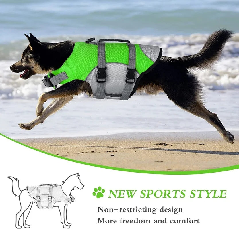 Reflective Dog Lifejacket: Breathable, for swimming safety, factory direct supply.