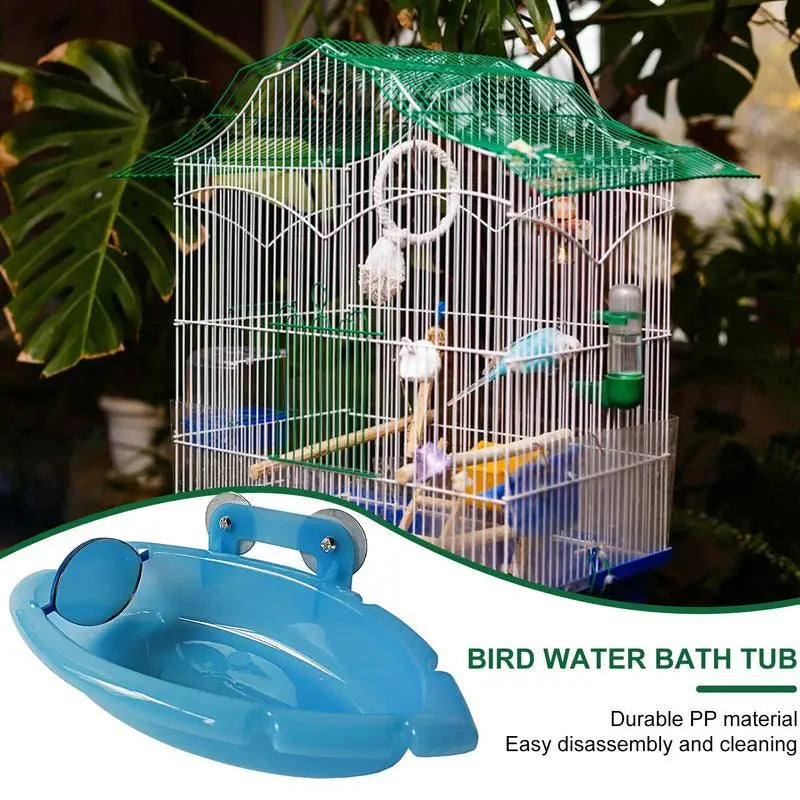 Parrot bath basin: Vibrant, functional accessory for small birds.