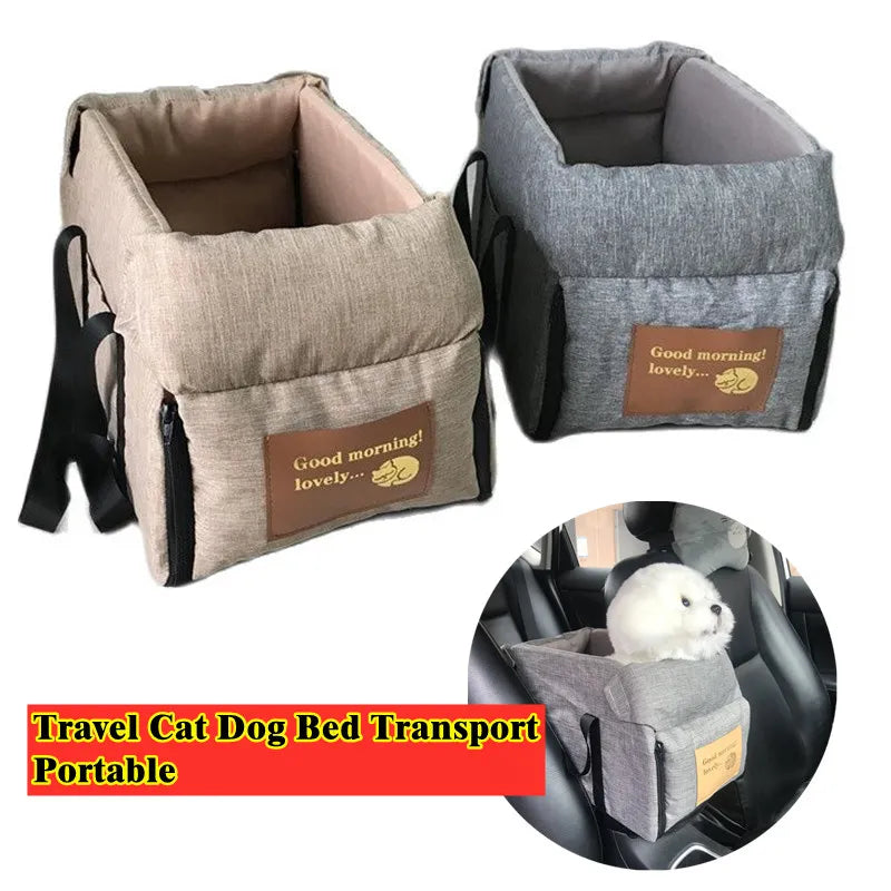 Portable Pet Car Seat: Central Safety Carrier, Travel Bag