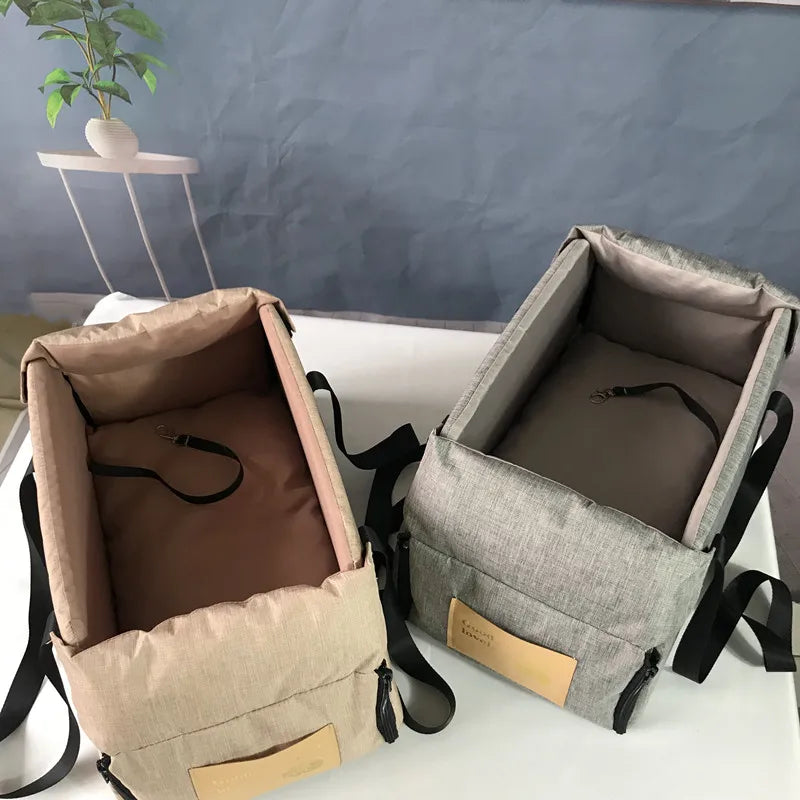 Portable Pet Car Seat: Central Safety Carrier, Travel Bag