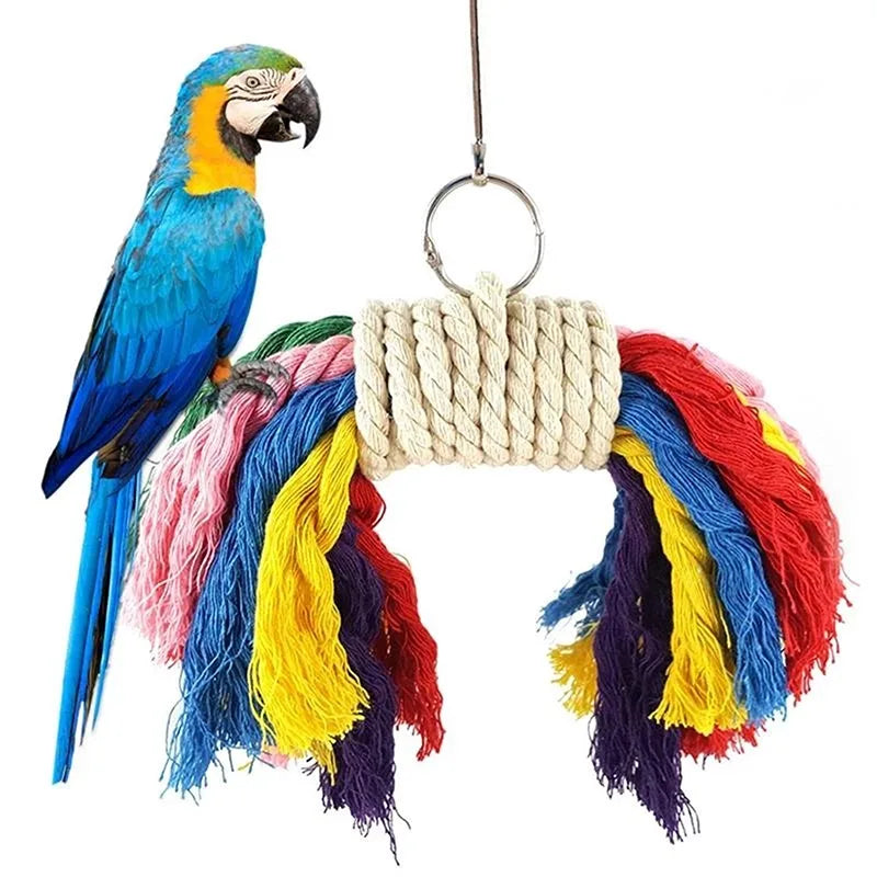 Parrot Chew Rope Bridge Toy: Cockatiels Training Swing Hang