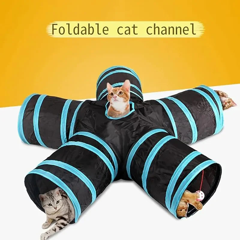 Wear-resistant Cat Play Tunnel: Foldable, crinkle toy for cats.