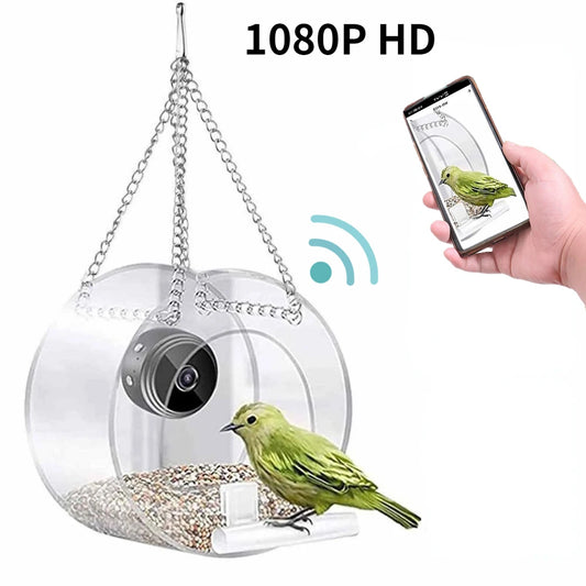 Smart bird feeder: WIFI camera, USB rechargeable, real-time viewing.