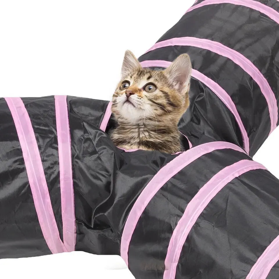 Wear-resistant Cat Play Tunnel: Foldable, crinkle toy for cats.