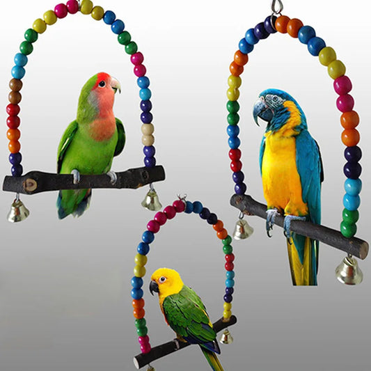 Colorful Swing Parrot Toy: Bird Stand, Squirrels Supplies, Accessories