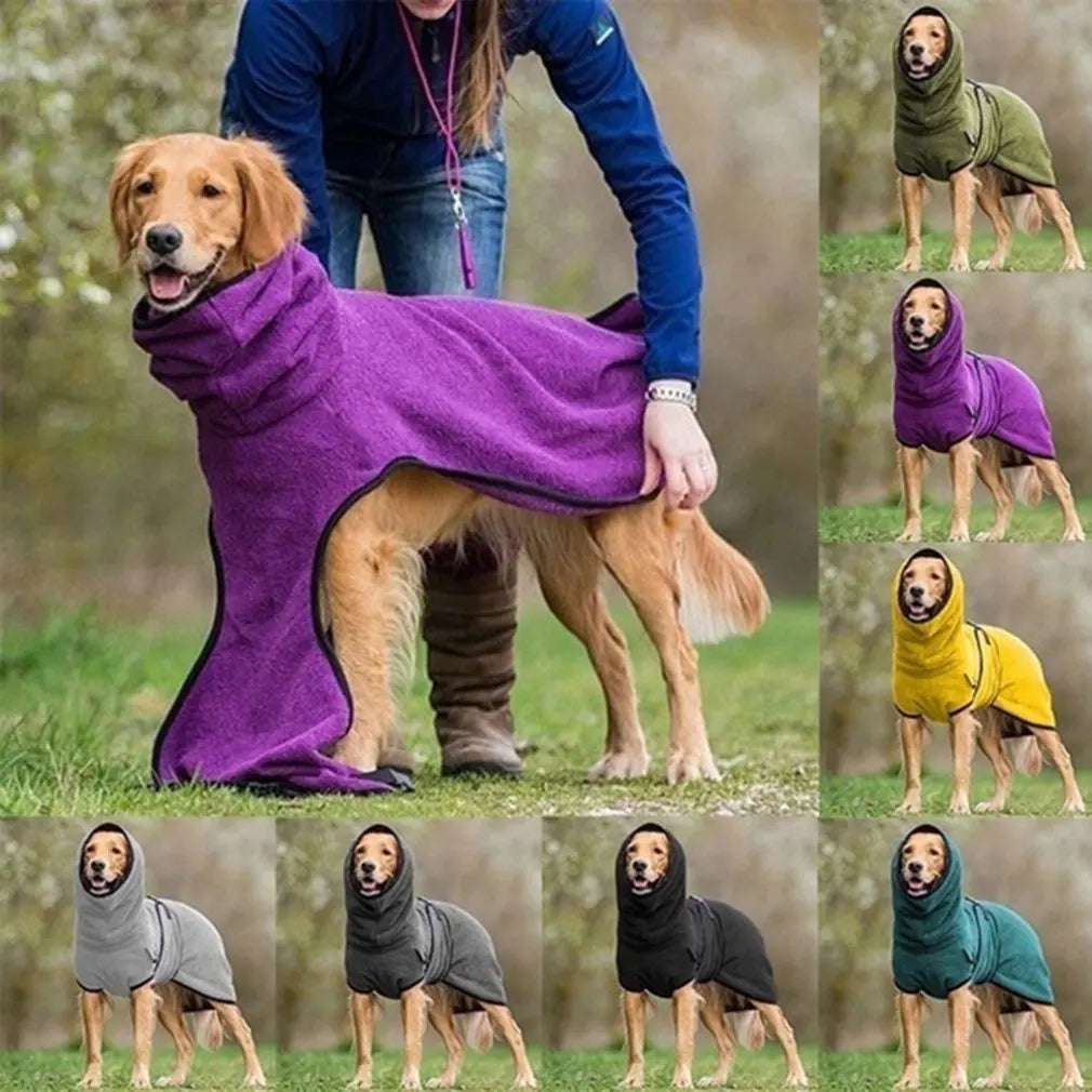 Winter Drying Coats: Warm fleece velvet bathrobe for pets.