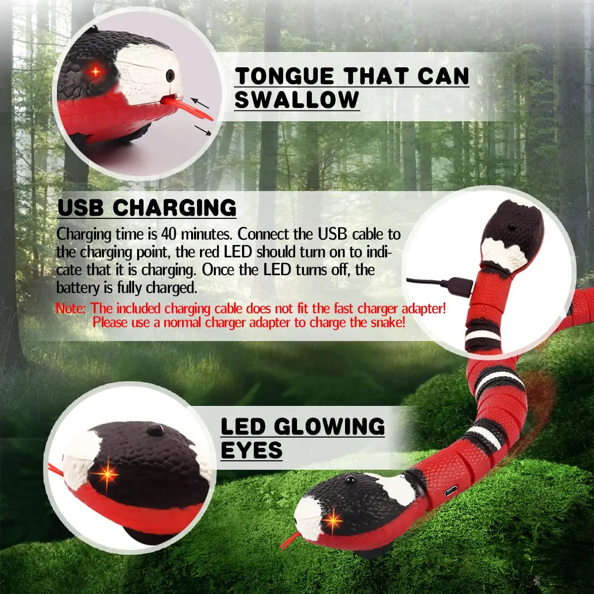 Interactive cat toys: USB rechargeable, automatic snake teaser.