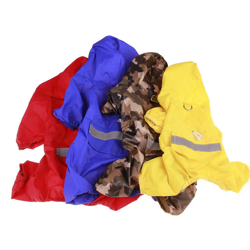 Reflective Dog Raincoat: Waterproof, camouflage design, puppy costumes.