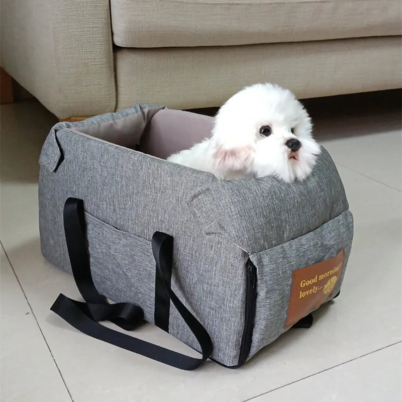 Portable Pet Car Seat: Central Safety Carrier, Travel Bag