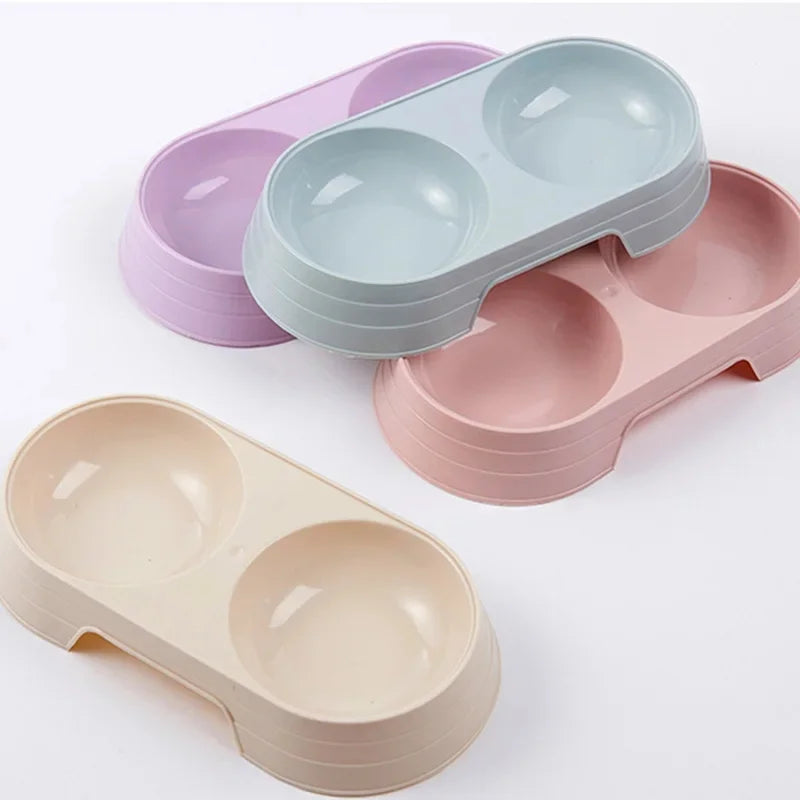 Double Pet Bowls: No-spill resin station, premium feeder for cats and dogs.