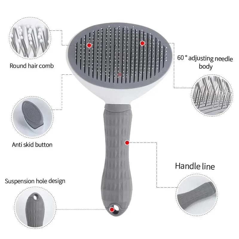 Self-Cleaning Pet Brush: Removes Hair, Grooming Tool, Dematting Comb