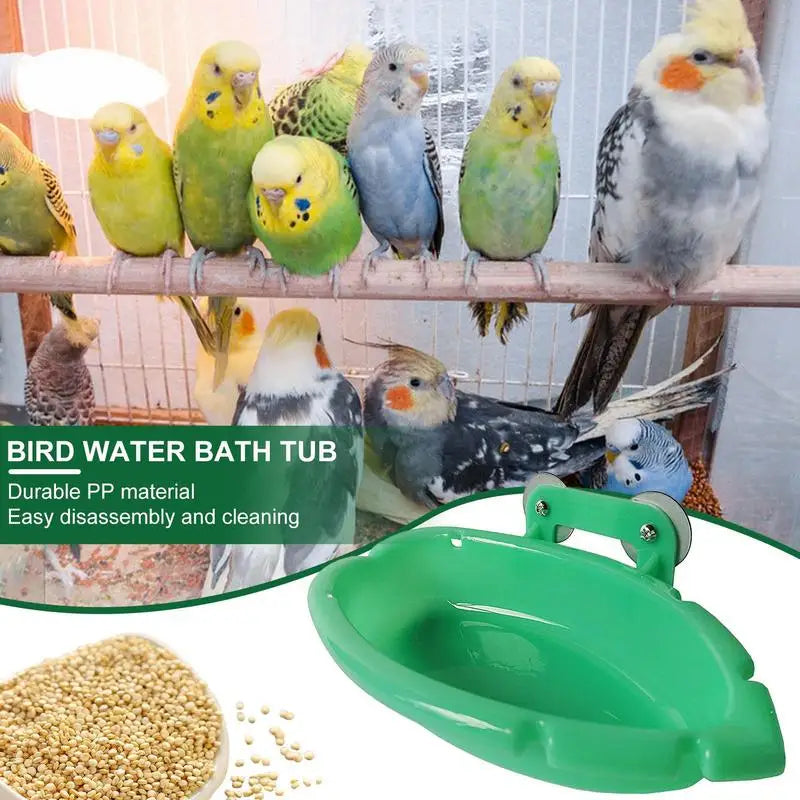 Parrot bath basin: Vibrant, functional accessory for small birds.