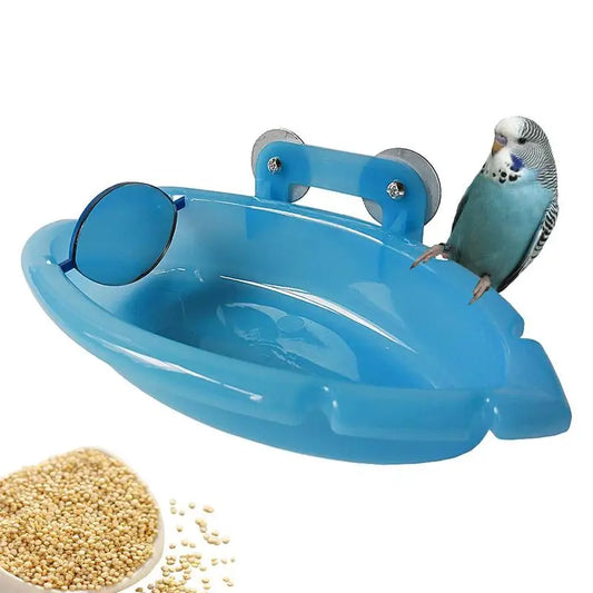 Parrot bath basin: Vibrant, functional accessory for small birds.