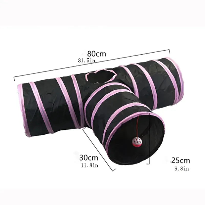 Wear-resistant Cat Play Tunnel: Foldable, crinkle toy for cats.