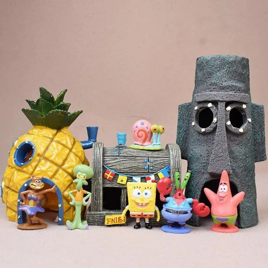 SpongeBob anime figures: Kids' birthday gift set, aquarium decoration.