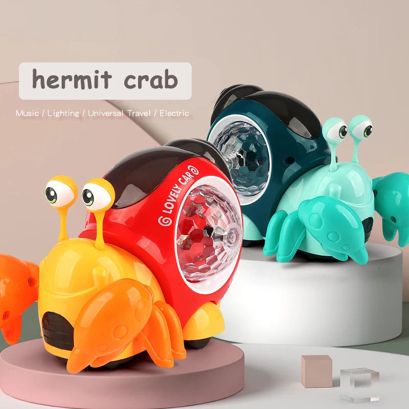 Electronic Pets: Crawling crab, walking snail, glowing light, toddler toy.