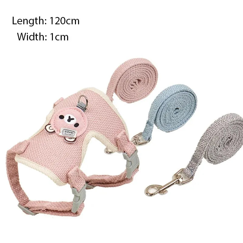 Cute Vest Leash: Breathable, adjustable, for small pets, kittens.