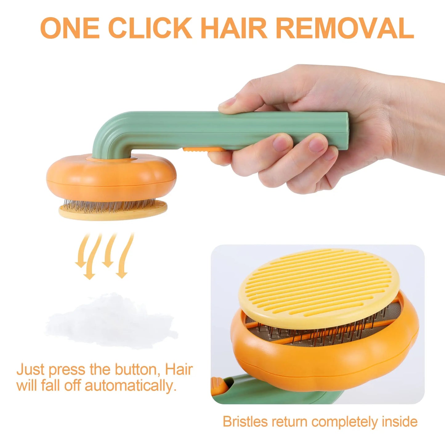 Pumpkin Brush: Self-Cleaning Slicker Brush, Removes Mats, Tangled Hair