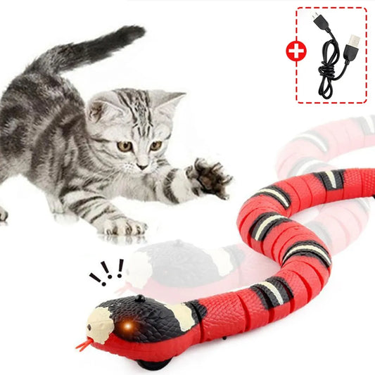 Smart sensing cat toys: USB rechargeable, interactive snake teaser.