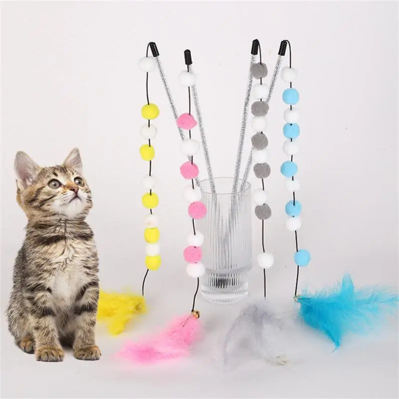 Interactive Cat Toys: Feather Stick, Durable Ball, Exercise for Kittens.