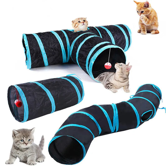 Pet Tunnel: Foldable, breathable, indoor, loud paper, play pass.